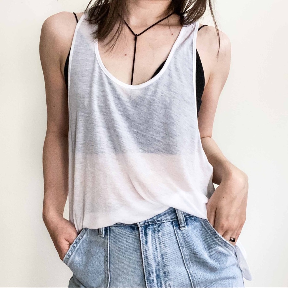 NWT basic rayon racer-back tank top in white